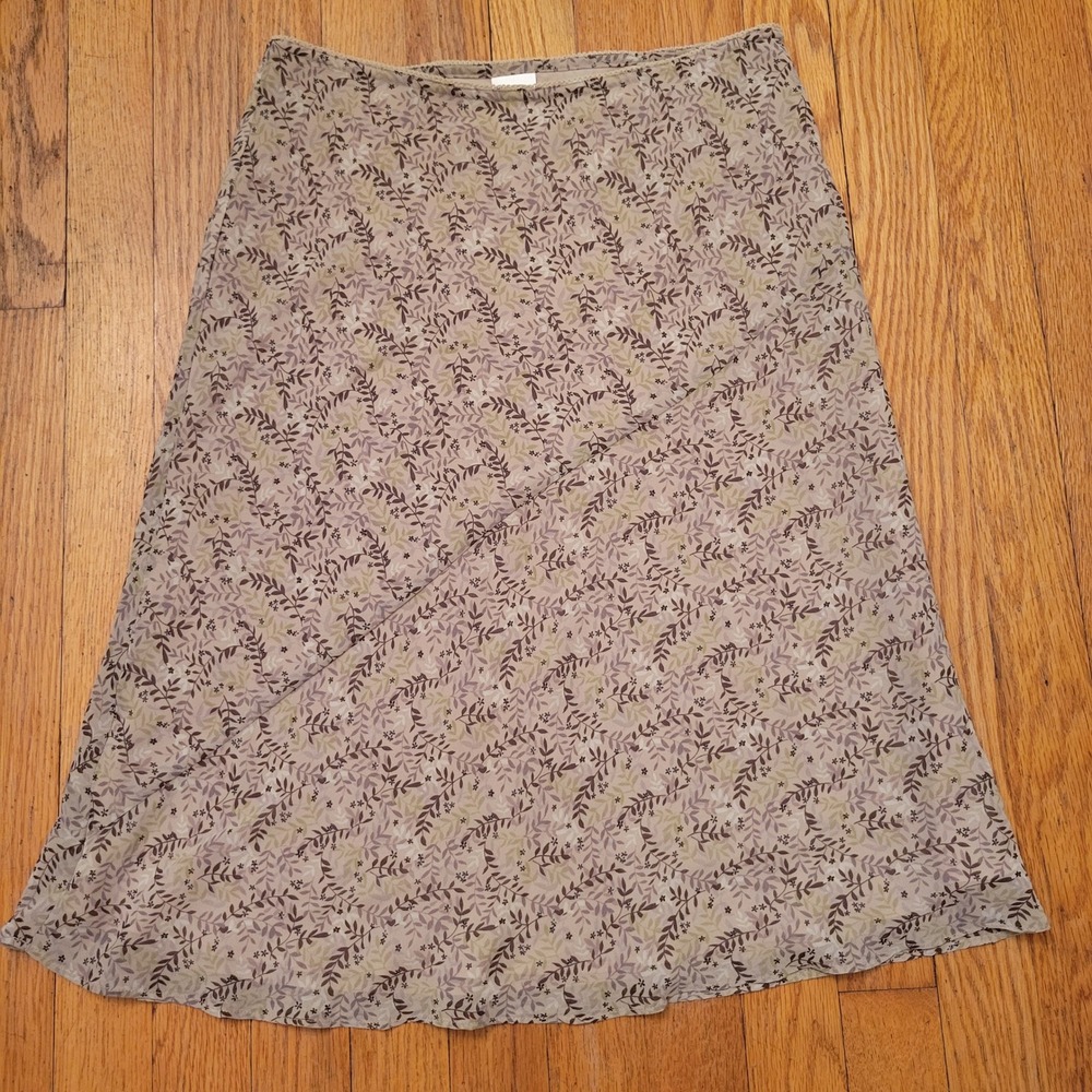 Old Navy 2 Midi Skirt Brown‎ Floral Y2K Chiffon Vintage Bias Cut Cottage Fairy